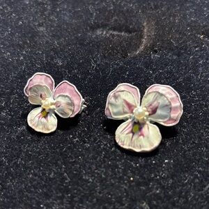 Floral Pink and White Pansy Pins unsigned